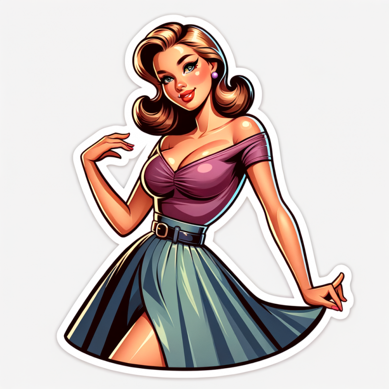 DALL-E Retro Fashion Pin-Up Girl Sticker