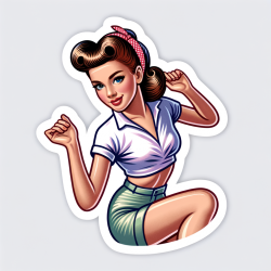 DALL-E Retro Fashion Pin-Up Girl Sticker