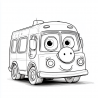 Midjourney Prompt for Cute Vehicles Coloring Page