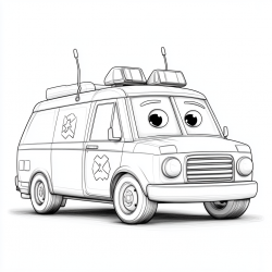 Midjourney Prompt for Cute Vehicles Coloring Page