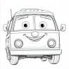 Midjourney Prompt for Cute Vehicles Coloring Page