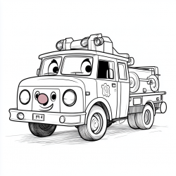 Midjourney Prompt for Cute Vehicles Coloring Page