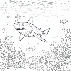 Midjourney Prompt for Underwater Animals Coloring Page