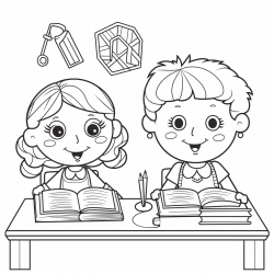 Midjourney Prompt for Kids Back To School Coloring Book