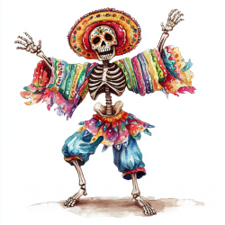 Midjourney Prompt for Dia de los Muertos Watercolor Cliparts