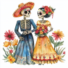 Midjourney Prompt for Dia de los Muertos Watercolor Cliparts