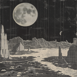 Midjourney Prompt for Vintage Sci-Fi Woodcut Print