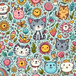 DALL-E Prompt for Happy Doodles Patterns