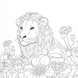 Midjourney Prompt for Animals In Flowers Coloring Book Pages