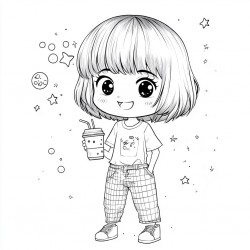 Midjourney Prompt for Chibi Expressions Coloring Pages