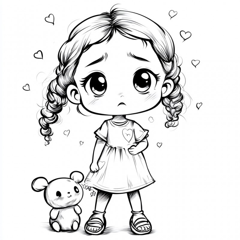 Midjourney Prompt for Chibi Expressions Coloring Pages