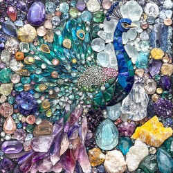 Midjourney Prompt for Glimmering Gemstone Collage Artworks