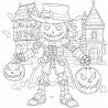 Midjourney Prompt for Strange Halloween Coloring Book Pages