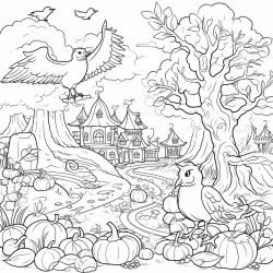 Midjourney Prompt for Strange Halloween Coloring Book Pages