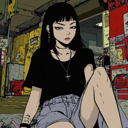 Midjourney Prompt for 90s Anime People in Punk Rock Goth