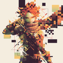 Midjourney Prompt for Glitch Art Anime Character