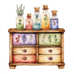 Midjourney Prompt for Vintage Apothecary Watercolor Cliparts