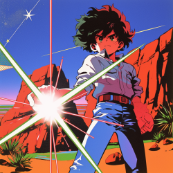 Midjourney Prompt for Retro Anime Action Scene