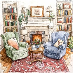 Midjourney Prompt for Cozy Room Interiors In Watercolor Designs