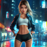 Midjourney Prompt for Cyberpunk Fitness Model