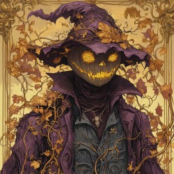 Midjourney Prompt for Golden Enchantment Art Nouveau Halloweens