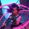 Midjourney Prompt for Neon Style Anime Character