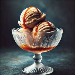 Peach Ice Cream with Caramel Bourbon Swirl