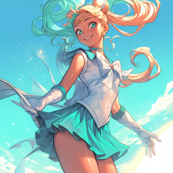 Midjourney Prompt for Turquoise Anime Character Visualization