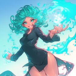 Midjourney Prompt for Turquoise Anime Character Visualization