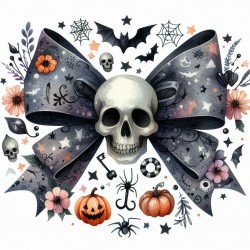 DALL-E Prompt for Spooky Watercolor Halloween Bows Illustrations