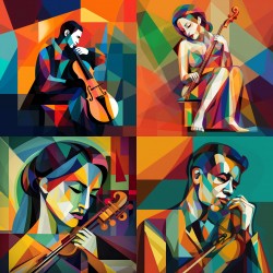 Vibrant Cubist Character Art