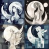 Monochrome Cubist Moonlit Visions