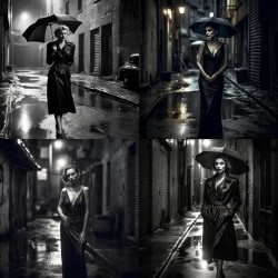 Noir Elegance and Daring Poses