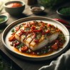 Grilled Halibut with Roasted Red Pepper Sauce