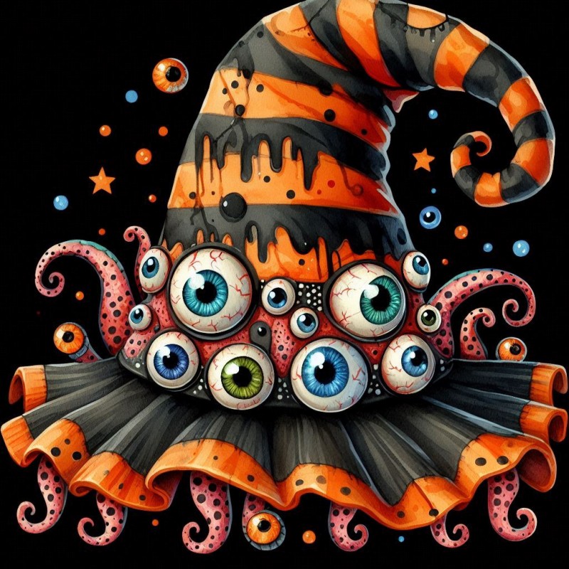 DALL-E Prompt for Fantasy Halloween Hats Cliparts Illustrations