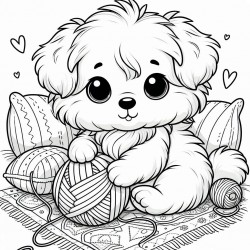 DALL-E Prompt for Fluffy Puppy Coloring Pages