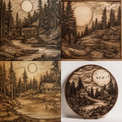 Detailed Pyrography Landscapes