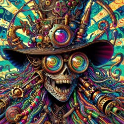 DALL-E Prompt for Steampunk Psychedelic Halloween Artworks