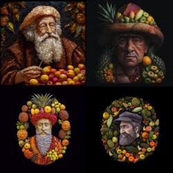 Artistic Fruit Mosaic Portraits