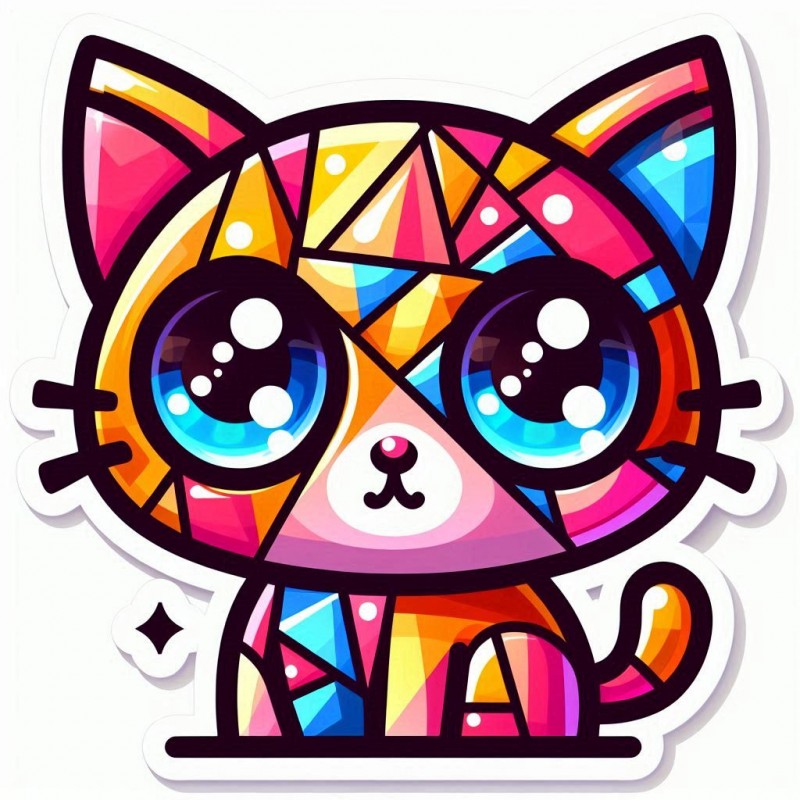 DALL-E Prompt for Cubism Kawaii Japanese Animal Stickers