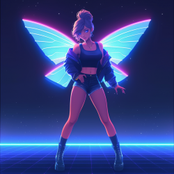 Midjourney Prompt for Neon Laser Game Character