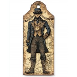 Midjourney Prompt for Steampunk Gentleman Junk Journal Tag