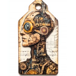 Midjourney Prompt for Steampunk Portrait Junk Journal Tag