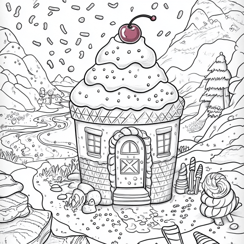 Midjourney Prompt for Homescapes Coloring Pages