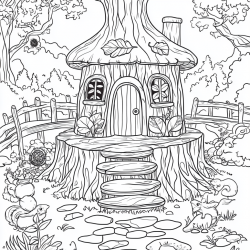 Midjourney Prompt for Homescapes Coloring Pages