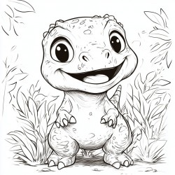 Midjourney Prompt for Dino Doodles Coloring Pages