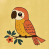 Midjourney Prompt for Charming Folk Art-Style Animal Illustration