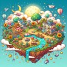 DALL-E Prompt for Whimsical Cartoon Floating Islands