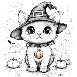 Midjourney Prompt for Halloween Themed Coloring Pages