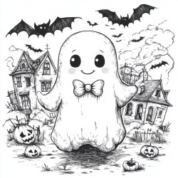 Midjourney Prompt for Halloween Themed Coloring Pages